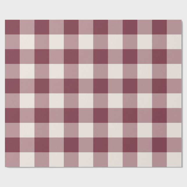 Burgunder Stor Gingham Rutigt Rutmönster Presentpapper (Platt)
