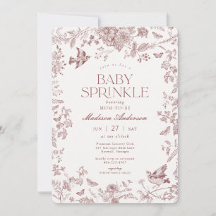 Burgunder Toile De Jouy Fransk Blommig Bebis Strös Inbjudningar