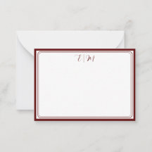 Burgunder tre Border Monogram Notkort