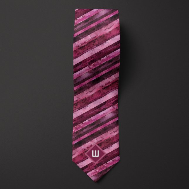 Burgunder Vattenfärg Randig Slips (Skapare uppladdad)