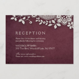 Burgunder vintage spets rustic bröllagsmottagning tilläggskort