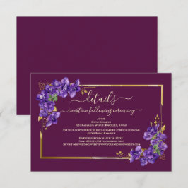 Burgunder Violett Blommig Guld Ram Elegant Bröllop Tilläggskort