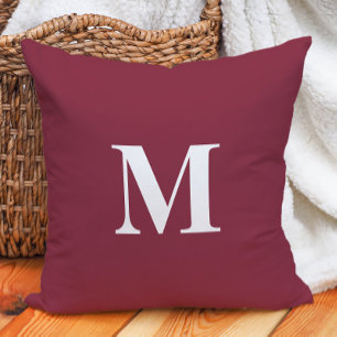 Burgunder Vit Monograminitial Kudde