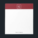 Burgunder Vit Ram Monogram Anteckningsblock<br><div class="desc">Burgunder och vit inramad initialmonogram  
 En stilren enfärgad burgunderbakgrund med ett vitt ramområde för din monogram,  namn eller annan text.  Du kan också ändra teckensnitt,  ändra teckenstorlek och färg,  flytta texten osv.  
 Om du vill ha denna design i andra färger,  skicka oss ett mejl.  
 2014 ©FantabulousPatterns All rights reserved</div>
