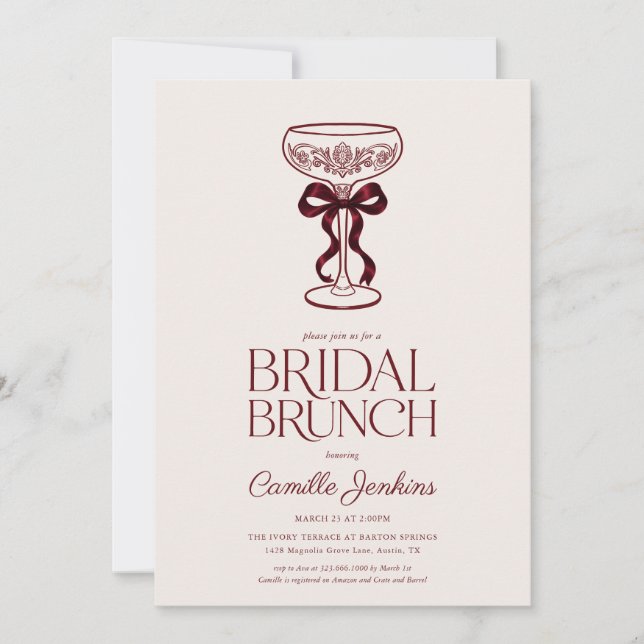 Burgunderbåge Bröllopsbrunch Inbjudan (Framsida)