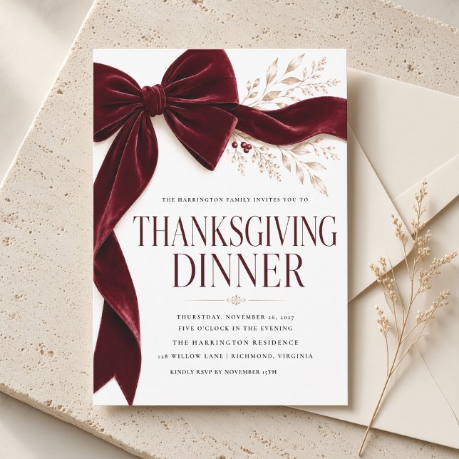 Burgunderbåge Thanksgiving-middag Inbjudningar (Skapare uppladdad)