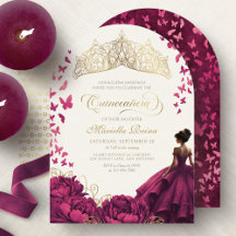 Burgunderblommig klänning prinsessa Quinceanera