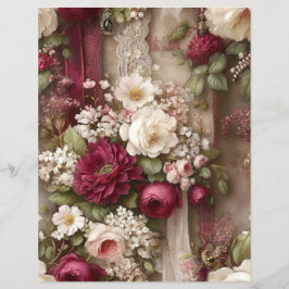 Burgunderblommor Junk Journal Scrapbookpapper
