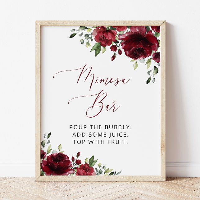 Burgunderblommor, Röda blommor, Boho, Mimosa Bar  Poster (Skapare uppladdad)