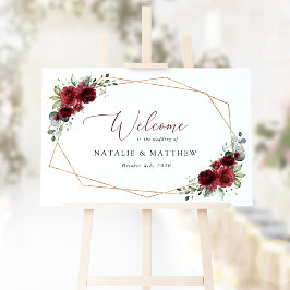 Burgunderblommor, Röda blommor, Bröllop Välkommen Poster