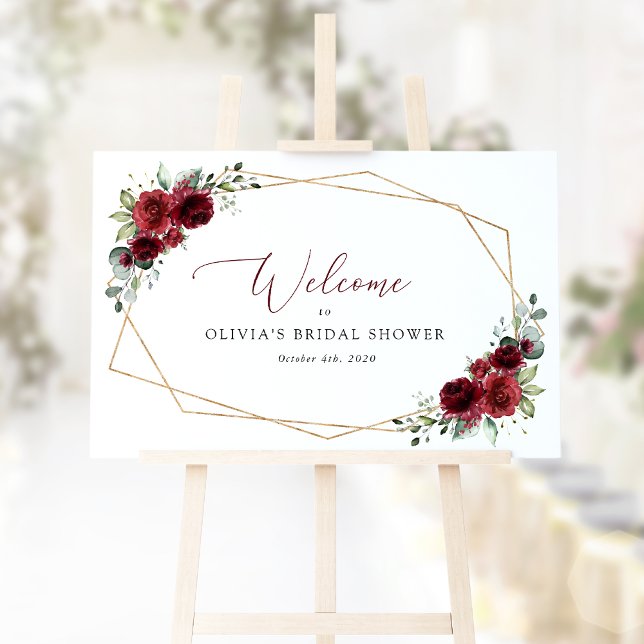 Burgunderblommor, Röda blommor, Bröllop välkommen Poster (Skapare uppladdad)