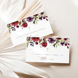 Burgunderblommor, Rosa blommor, Blommor dop Placeringskort