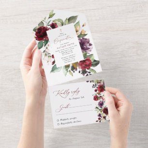 Burgunderblommor, Rosa blommor, Boho, Konfirmation