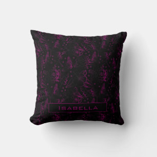 Burgunderblomster blomster Mönsterpersonligt namn  Kudde