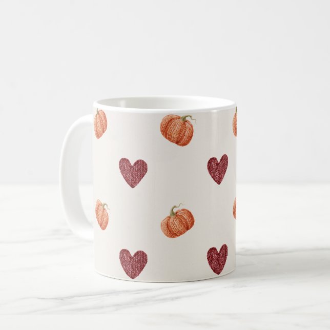 Burgunderhjärtan Pumpa Kaffemugg (Framsida vänster)