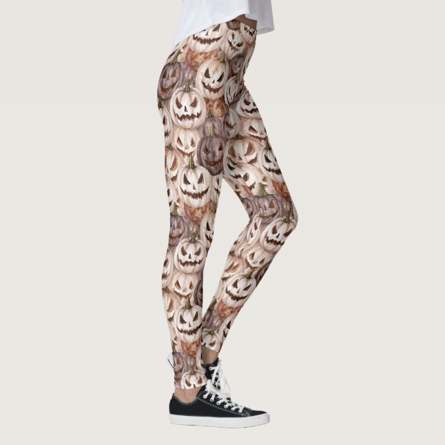 Burgunderkräm Halloween-pumpor Leggings (Höger)