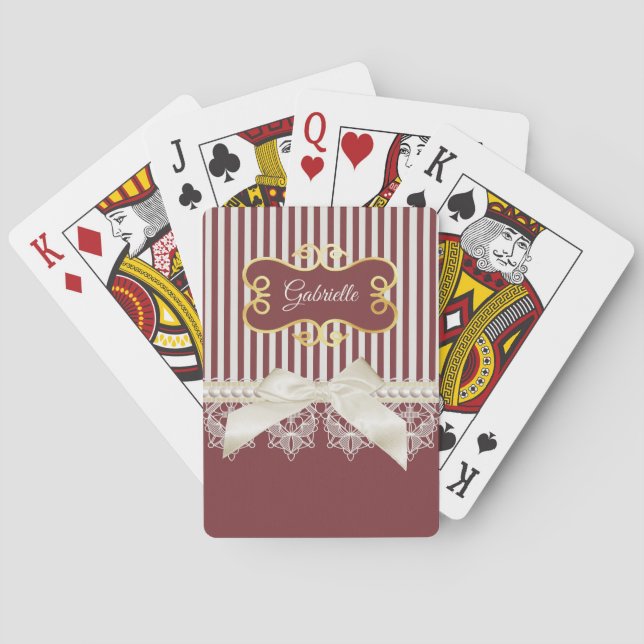 Burgunderrandspetsnamn Casinokort (Baksidan)
