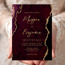 Burgunderröd Agat Script Bröllop
