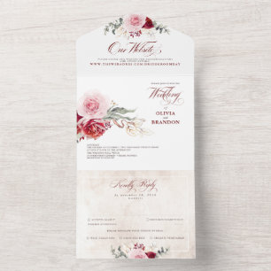 Burgunderröd blomster elegant boho bröllop