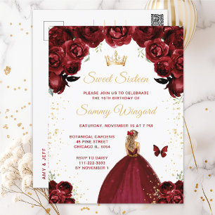 Burgunderröd blondt hår prinsessa Sweet Sixteen Vykort