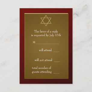 Burgunderröd Davidstjärna Bar Mitzvah RSVP OSA Kort