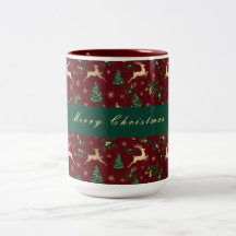 Burgunderröd jul Berry Christmas, Guld Ren Träd