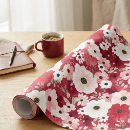 Burgunderröd och rosafärgad anemoneblomma presentpapper