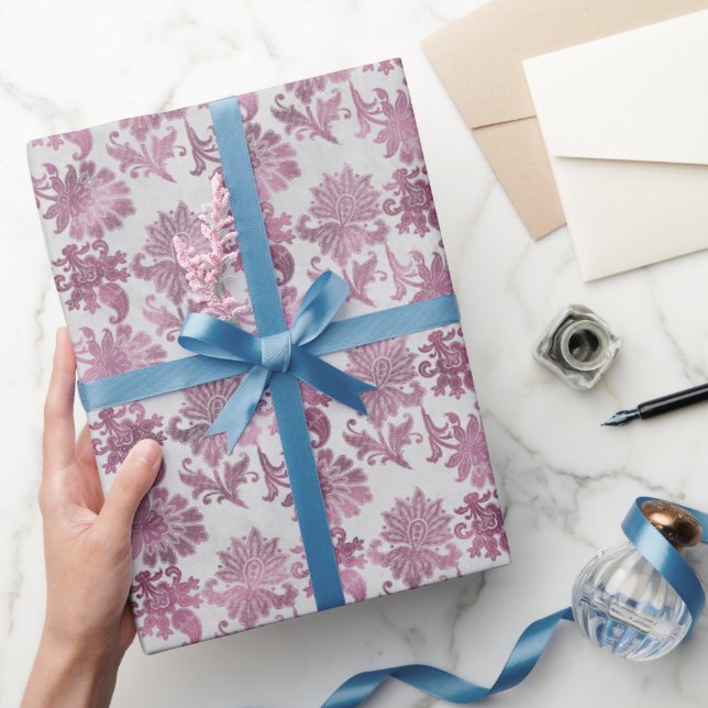 Burgunderröd silverblom presentpapper (Gifting)