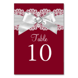 Burgunderröd vit pärlbåge Bordnummerkort Bordsnummer