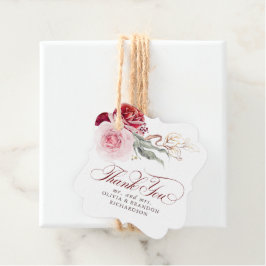 Burgunderröda blommor Elegant Boho Tack Gåvor Etiketter