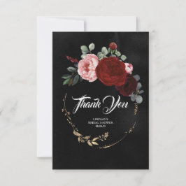 Burgunderröda blommor Svart Tack så mycket Kort