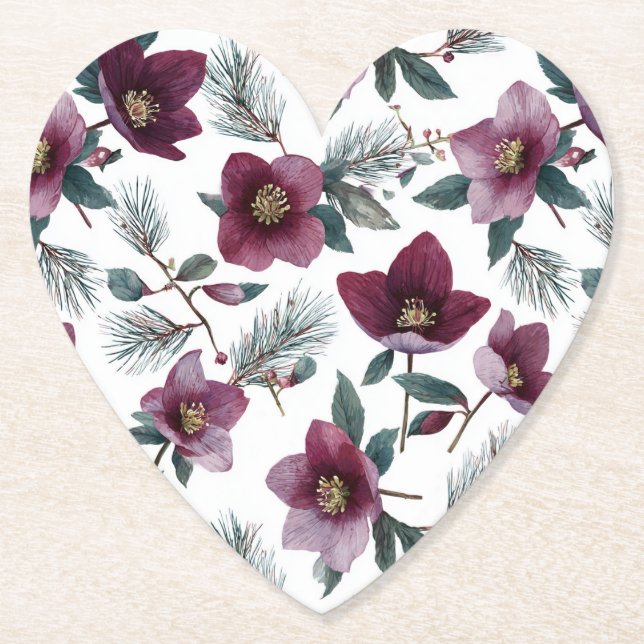 Burgunderröda blommor underlägg papper (Framsida)