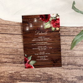 Burgunderröda rosor rustika trädetaljer tilläggskort