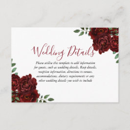 Burgunderros Romantiska Bröllopsmottagning detalje Tilläggskort