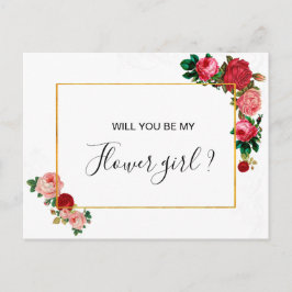 Burgunderrosor Blommig Girlang Blomma Flicka Inbjudan Vykort