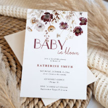 Burgundervilda blommor Baby I Knopp Baby Shower