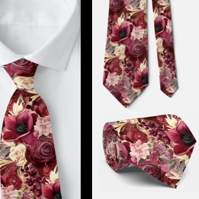 Burgundervin Boho Akvarell Blommor Slips (Skapare uppladdad)