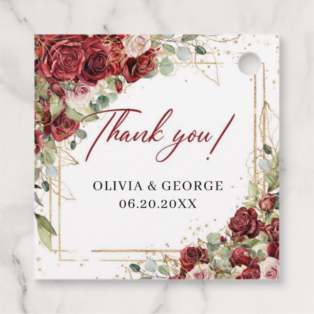  burgundeucalyptus med elegant vattenfärg gåvor etiketter (Baksida)