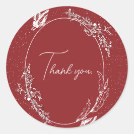 Burgundfärgad Fjärilskort Runt Klistermärke