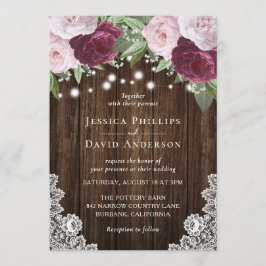 Burgundi  botaniska bröllopsinbjudningar inbjudningar