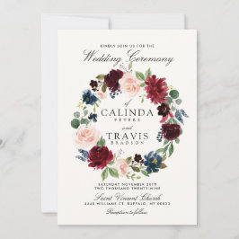 Burgundi Bouquet Utandning| Rött bak Bröllop Inbjudningar