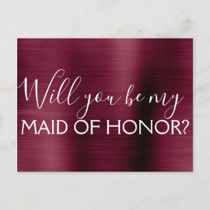 Burgundi Lila Elegant och Modern Maid of honor Inbjudan Vykort