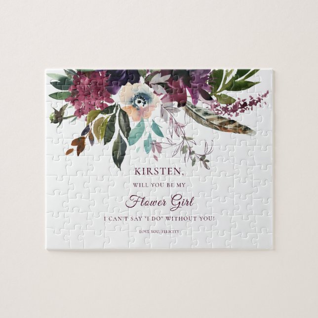 Burgundi Splendor Blommigt var min blommiga flicka Pussel (Horisontell)