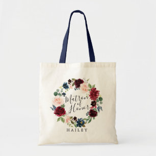 Burgundi Utandning Matron of Honor Tygkasse