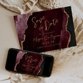 Burgundisk Agat Script Bröllop Spara Datum Datumet