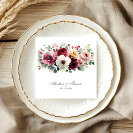 Burgundisk blombröllop pappersservett