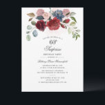 Burgundisk Blommigt 60:e Födelsedagsfesten Inbjudningar<br><div class="desc">Blommigt Grey 60:e födelsedagsinbjudan till Burgundy Party kan du enkelt anpassa med dina party-detaljer genom att klicka på knappen "Personalisera". Modern blomma och grön bukett är självklar och skriker modern typografi. Perfekt för en inbjudan till en överraskningsfest för en milstolpe i firande</div>