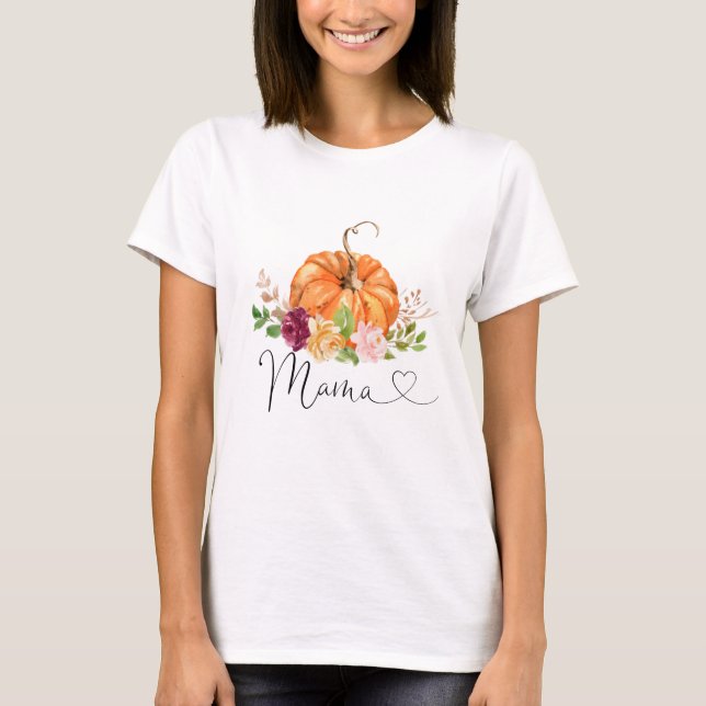 Burgundisk blommigt mamma t shirt (Framsida)