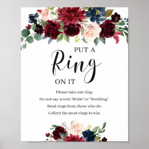  burgundisk Blommigt satte ring på spelmärket Poster