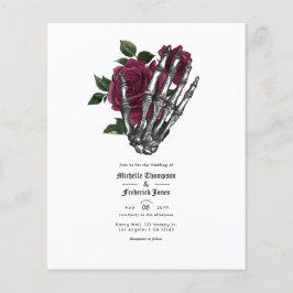 Burgundisk blomster gotisk bröllopsinbjudan flygblad